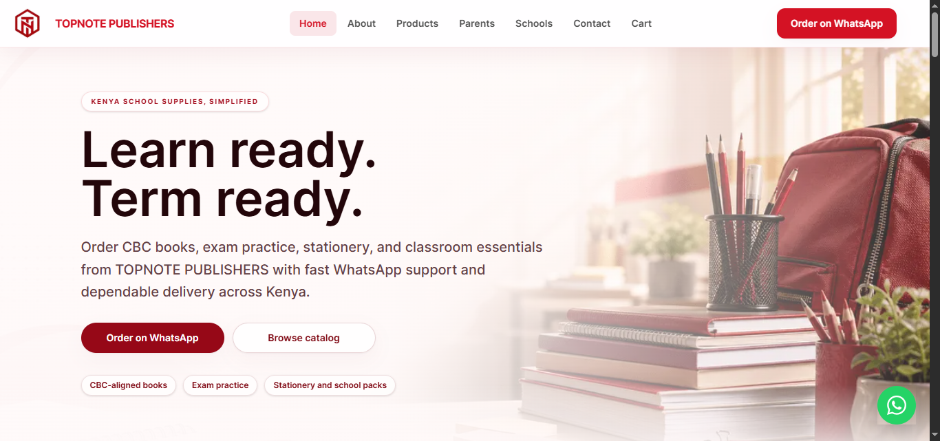 Topnote Publishers homepage preview
